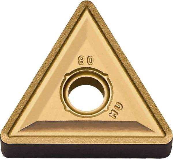 Kyocera - TNMG331 MU Grade CA6525 Carbide Turning Insert - TiCN/Al2O3/TiN Finish, 60° Triangle, 3/8" Inscr Circle, 3/16" Thick, 1/64" Corner Radius - All Tool & Supply