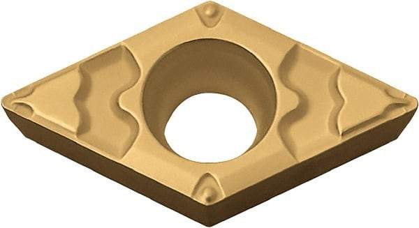 Kyocera - DCMT21.50.5 GP Grade PV720 Cermet Turning Insert - TiCN (Megacoat Nano) Finish, 55° Diamond, 1/4" Inscr Circle, 3/32" Thick, 0.008" Corner Radius - All Tool & Supply