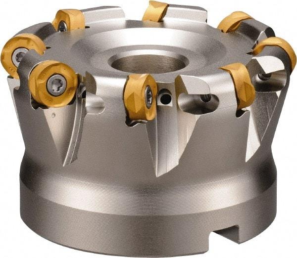 Kyocera - 80mm Cut Diam, 6mm Max Depth, 12.4mm Arbor Hole, 8 Inserts, ROMU 12... Insert Style, Indexable Copy Face Mill - MRW Cutter Style, 12,000 Max RPM, 50mm High, Through Coolant, Series RAD-8 - All Tool & Supply