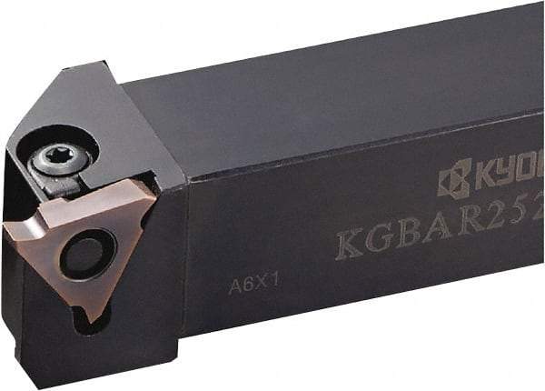 Kyocera - KGBA, External, Right Hand, 0.157" Max Depth of Cut, 0.013 to 0.189" Groove Width, Indexable Grooving Tool Holder - GBA43R/L.. Insert Compatibility, 1" Shank Height, 1" Shank Width, 6" OAL - All Tool & Supply