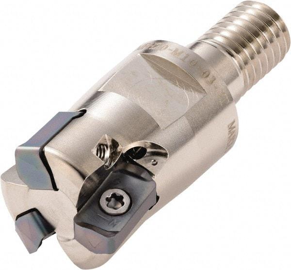 Kyocera - 25.4mm Cut Diam, 0.9906mm Max Depth, M12 Modular Connection Indexable High-Feed End Mill - Screw Holding Method, LOGU 030310ER-GM Insert, MFH Toolholder, Through Coolant - All Tool & Supply