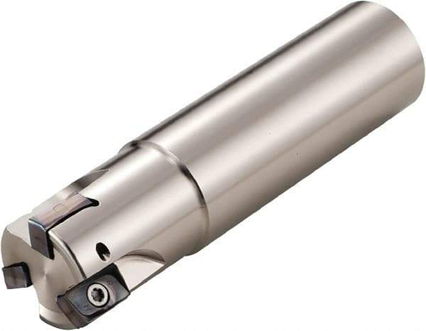 Kyocera - 5/8" Cut Diam, 0.393" Max Depth of Cut, 1/2" Shank Diam, 2-3/4" OAL, Indexable Square Shoulder End Mill - LOMU 1004..ER-GH, LOMU 1004..ER-GM, LOMU 1004..ER-SM Inserts, Weldon Shank, 90° Lead Angle, Series M-Four - All Tool & Supply