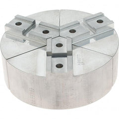 Abbott Workholding Products - 6" Max Chuck Capacity, Serrated Interface, Round Soft Lathe Chuck Jaw - 3 Jaw, Aluminum, 42.88mm Btw Mount Hole Ctrs, 6" Wide, 2" High, 18.75mm Groove, 5/16" Fastener - All Tool & Supply