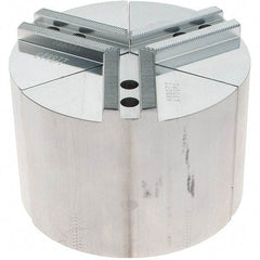 Abbott Workholding Products - 6" Max Chuck Capacity, 1.5mm x 60° Serrated Interface, Round Soft Lathe Chuck Jaw - 3 Jaw, Aluminum, 0.7874" Btw Mount Hole Ctrs, 6" Wide, 4" High, 10mm Fastener - All Tool & Supply