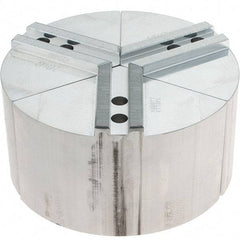 Abbott Workholding Products - 8" Max Chuck Capacity, 1.5mm x 60° Serrated Interface, Round Soft Lathe Chuck Jaw - 3 Jaw, Aluminum, 0.9843" Btw Mount Hole Ctrs, 8" Wide, 4" High, 12mm Fastener - All Tool & Supply