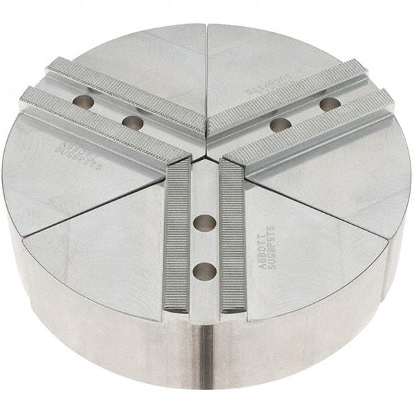 Abbott Workholding Products - 8" Max Chuck Capacity, 1.5mm x 60° Serrated Interface, Round Soft Lathe Chuck Jaw - 3 Jaw, Aluminum, 1.1811" Btw Mount Hole Ctrs, 8" Wide, 2" High, 10mm Fastener - All Tool & Supply