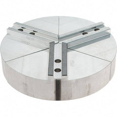 Abbott Workholding Products - 10" Max Chuck Capacity, 1.5mm x 60° Serrated Interface, Round Soft Lathe Chuck Jaw - 3 Jaw, Aluminum, 1.2598" Btw Mount Hole Ctrs, 10" Wide, 2" High, 12mm Fastener - All Tool & Supply