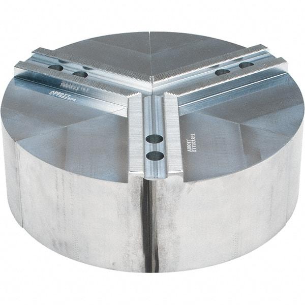 Abbott Workholding Products - 12" Max Chuck Capacity, 1.5mm x 60° Serrated Interface, Round Soft Lathe Chuck Jaw - 3 Jaw, Aluminum, 1.1811" Btw Mount Hole Ctrs, 12" Wide, 4" High, 16mm Fastener - All Tool & Supply