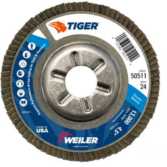 4-1/2″ Tiger Disc Abrasive Flap Disc, Angled, Alum. Backing, 24Z, 7/8″ Arbor Hole - All Tool & Supply