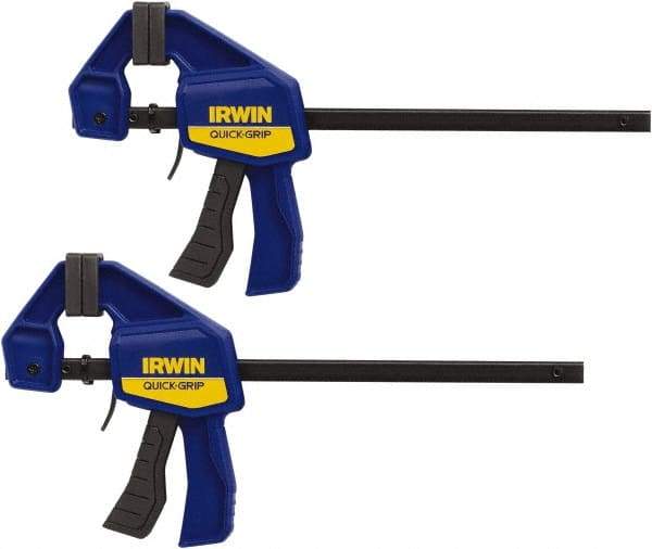 Irwin - 6" Capacity, 2-7/16" Throat Depth Carbon Steel Bar Clamp - 140 Lb Clamping Pressure, 13" OAL - All Tool & Supply