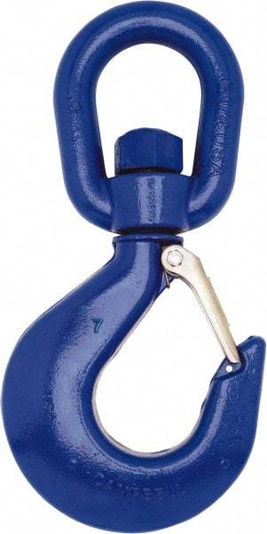 Campbell - #7 Hook, 3 Ton Capacity, Carbon Steel Swivel Hoist Hook - 9-17/32" Long x 5-1/32" Wide - All Tool & Supply