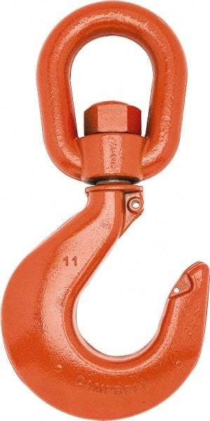 Campbell - #5 Hook, 3 Ton Capacity, Alloy Steel Swivel Hoist Hook - 8-1/4" Long x 4-1/8" Wide - All Tool & Supply