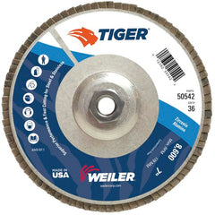 7″ Tiger Disc Abrasive Flap Disc, Angled, Alum. Backing, 36Z, 5/8″-11 UNC Nut - All Tool & Supply