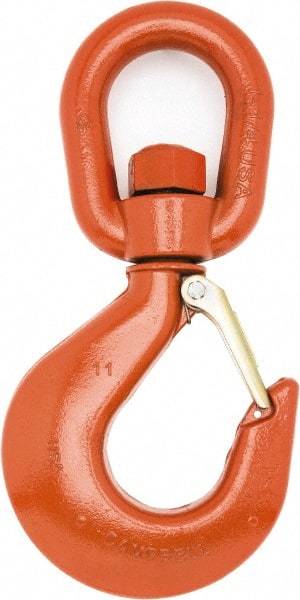 Campbell - #3 Hook, 1-1/2 Ton Capacity, Alloy Steel Swivel Hoist Hook - 6-3/4" Long x 3-13/32" Wide - All Tool & Supply