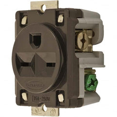 Hubbell Wiring Device-Kellems - 250 VAC 15A NEMA 6-15R Industrial Grade Brown Straight Blade Single Receptacle - All Tool & Supply