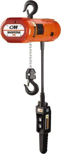 CM - 550 Lb Capacity, 0 to 26 FPM Lift Speed, Electric Chain Hoist - 10' Max Lift, 11.06" Min Headroom, 1 Chain - All Tool & Supply