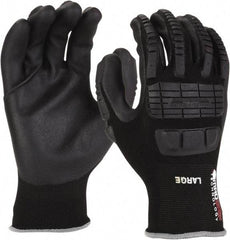 PRO-SAFE - Size L (9) Nitrile Coated Nylon/Nitrile Work Gloves - Palm & Fingers Coated, Slip-On Cuff, Black, Paired - All Tool & Supply