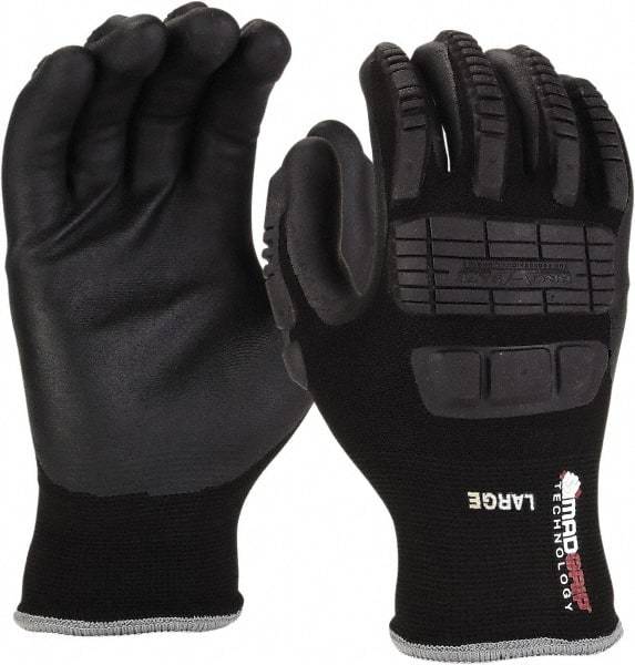 PRO-SAFE - Size L (9) Nitrile Coated Nylon/Nitrile Work Gloves - Palm & Fingers Coated, Slip-On Cuff, Black, Paired - All Tool & Supply