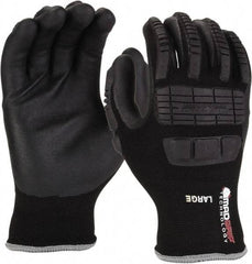 PRO-SAFE - Size L (9) Nitrile Coated Nylon/Nitrile Work Gloves - Palm & Fingers Coated, Slip-On Cuff, Black, Paired - All Tool & Supply