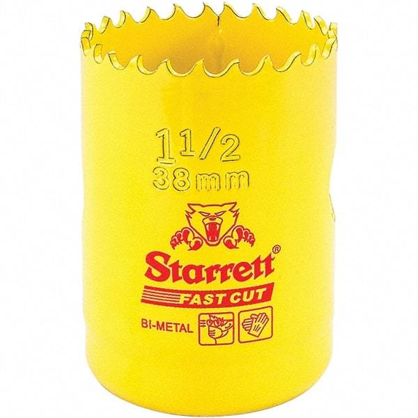 Starrett - 1-1/2" Diam, 1-5/8" Cutting Depth, Hole Saw - High Speed Steel Saw, Toothed Edge - All Tool & Supply