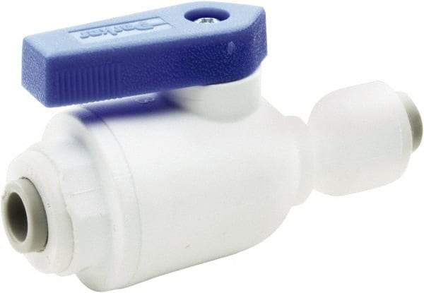 Parker - 3/8 x 1/4" Pipe, Full Port, Polypropylene Valve Union Connector Ball Valve - Bi-Directional, Push-to-Connect x Push-to-Connect Ends, Wedge Handle, 150 WOG - All Tool & Supply