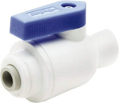 Parker - 3/8" Pipe, Full Port, Polypropylene Valve Female Connector Ball Valve - Bi-Directional, Push-to-Connect x FNPT Ends, Wedge Handle, 150 WOG - All Tool & Supply