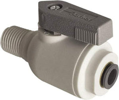 Parker - 1/8" Pipe, Full Port, Polypropylene Valve Male Connector Ball Valve - Bi-Directional, MNPT x Push-to-Connect Ends, Wedge Handle, 150 WOG - All Tool & Supply