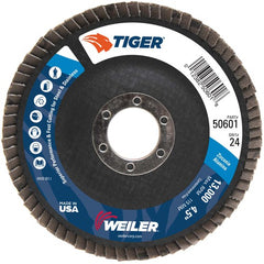 4-1/2″ Tiger Disc Abrasive Flap Disc, Angled, Phenolic Backing, 24Z, 7/8″ Arbor Hole - All Tool & Supply