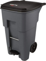 Rubbermaid - 65 Gal Gray Rectangle Trash Can - Plastic, None Graphic, 44.74" High x 25.33" Wide, Lid Included - All Tool & Supply