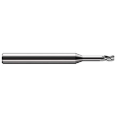 Corner Radius End Mill: 0.1406″ Dia, 0.22″ LOC, 0.01″ Radius, 3 Flutes, Solid Carbide 3″ OAL, 3/16″ Shank Dia, 30 ° Helix, Bright/Uncoated, Corner Radius End