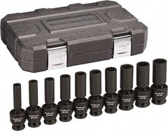 GearWrench - 10 Piece 1/2" Drive Black Finish Deep Well Impact Socket Set - 6 Points, 10mm to 19mm Range, Metric Measurement Standard - All Tool & Supply