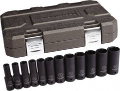 GearWrench - 12 Piece 1/2" Drive Black Finish Deep Well Impact Socket Set - 6 Points, 3/8" to 1-1/16" Range, Inch Measurement Standard - All Tool & Supply