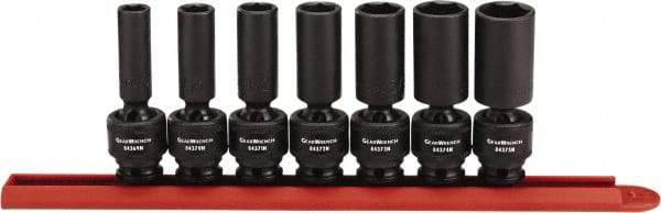 GearWrench - 7 Piece 3/8" Drive Black Finish Deep Well Impact Socket Set - 6 Points, 3/8" to 3/4" Range, Inch Measurement Standard - All Tool & Supply