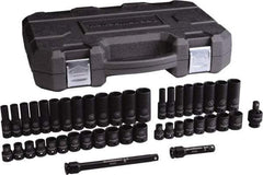 GearWrench - 44 Piece 3/8" Drive Black Finish Deep Well Impact Socket Set - 6 Points, 5/16" to 3/4" (8mm to 21mm) Range, Inch/Metric Measurement Standard - All Tool & Supply