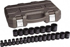 GearWrench - 25 Piece 1/2" Drive Standard Impact Socket Set - 6 Points, 8 to 36mm, Metric Measurement Standard - All Tool & Supply