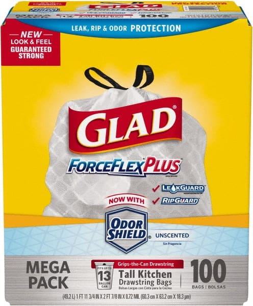 Glad - Pack of (100) 13 Gal 0.9 mil Household/Office Trash Bags - All Tool & Supply