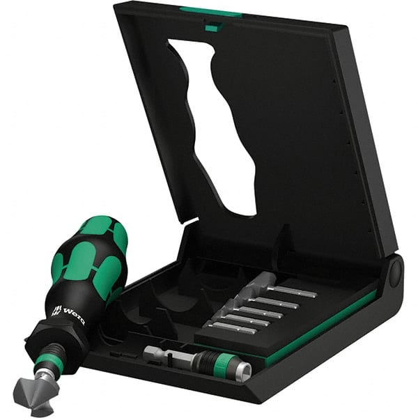 Wera - 8 Piece, 1/4 to 13/16" Head Diam, 0 to 90° Included Angle, Three Flute Countersink Set - All Tool & Supply