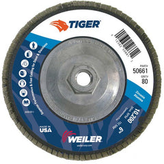 6″ Tiger Disc Abrasive Flap Disc, Angled, Phenolic Backing, 80Z, 5/8″-11 UNC Nut - All Tool & Supply