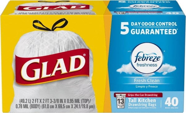 Glad - Pack of (6) 40-Count 13 Gal 0.78 mil Household/Office Trash Bags - All Tool & Supply