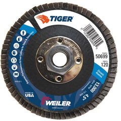 4-1/2″ Tiger Disc Abrasive Flap Disc, Flat, Phenolic Backing, 120Z, 5/8″-11 UNC Nut - All Tool & Supply