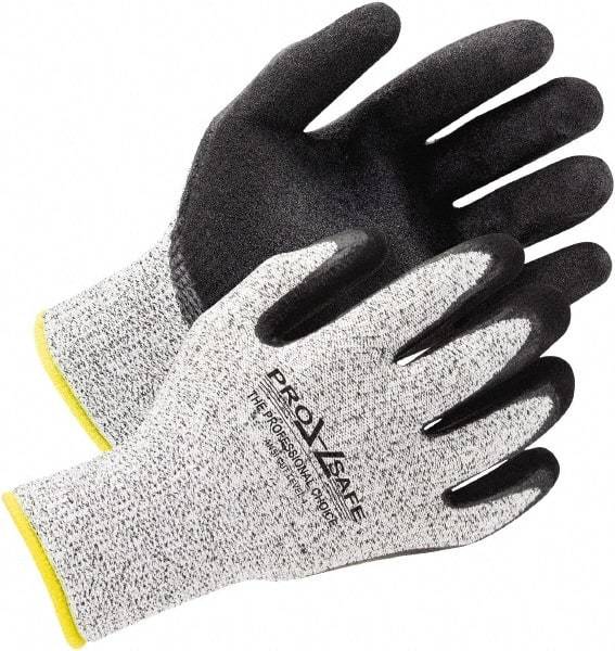 PRO-SAFE - Size L (9), ANSI Cut Lvl A5, Abrasion Lvl 3, Nitrile Coated Cut & Puncture Resistant Gloves - Palm & Fingers Coated, ATA/HPPE Blend Lining, Black, Paired - All Tool & Supply