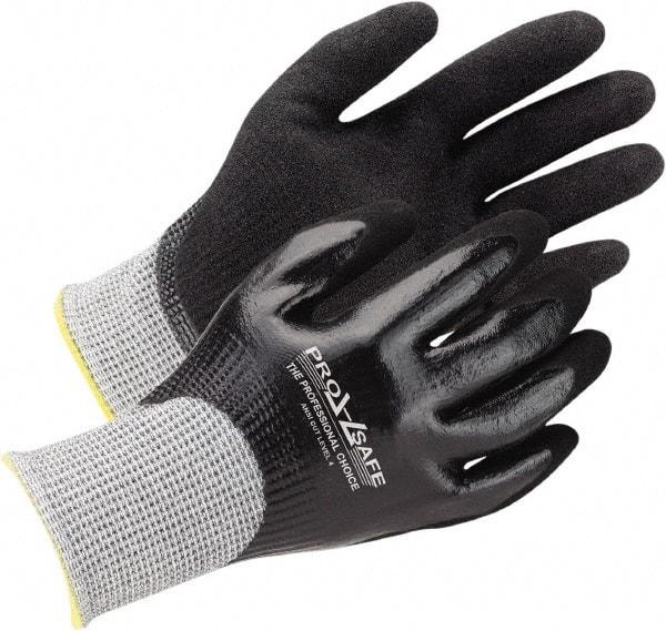 PRO-SAFE - Size M (8), ANSI Cut Lvl A5, Abrasion Lvl 4, Nitrile Coated Cut & Puncture Resistant Gloves - Palm, Fingers, Knuckles Coated, ATA/HPPE Blend Lining, Black, Paired - All Tool & Supply