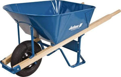 Jackson Professional Tools - 6 Cu Ft Capacity Wheelbarrow with 16" Pneumatic Wheel - Wood Handle, 58-1/2" Long x 26-3/4" Wide x 27" High, Blue - All Tool & Supply