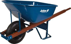 Jackson Professional Tools - 6 Cu Ft Capacity Wheelbarrow with 16" Pneumatic Wheel - Wood Handle, 58-3/4" Long x 25-1/2" Wide x 27" High, Blue - All Tool & Supply