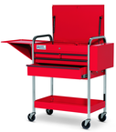 4 Drawer Red Service Cart with Lid; Rack & Tray - All Tool & Supply