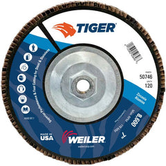 7″ Tiger Disc Abrasive Flap Disc, Flat, Phenolic Backing, 120Z, 5/8″-11 UNC Nut - All Tool & Supply