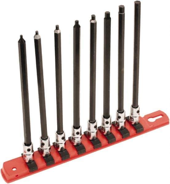 Wiha - 8 Piece 1/4" Drive Inch Hex Bit Socket Set - 3/32 to 1/4" Hex - All Tool & Supply