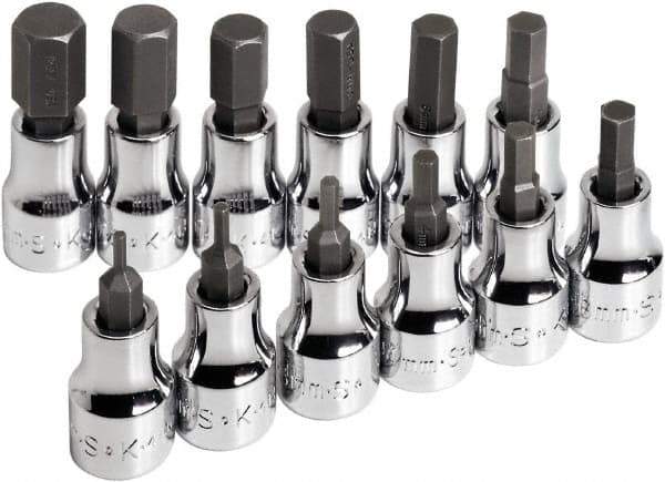 SK - 12 Piece 3/8" Drive Metric Hex Bit Socket Set - 2 to 12mm Hex - All Tool & Supply