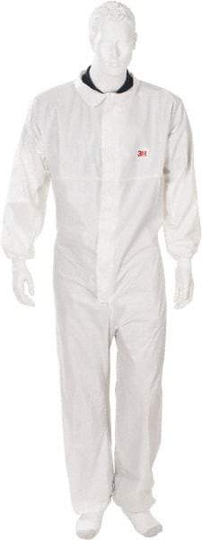 3M - Size 3XL SMS General Purpose Coveralls - White, Zipper Closure, Zipper Cuffs, Elastic Ankles, Serged Seams - All Tool & Supply