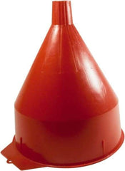 Funnel King - 6 Qt Capacity Polyethylene Funnel - 8-1/4" Mouth OD, 1-5/16" Tip OD, 1-5/8" Straight Spout, Red - All Tool & Supply